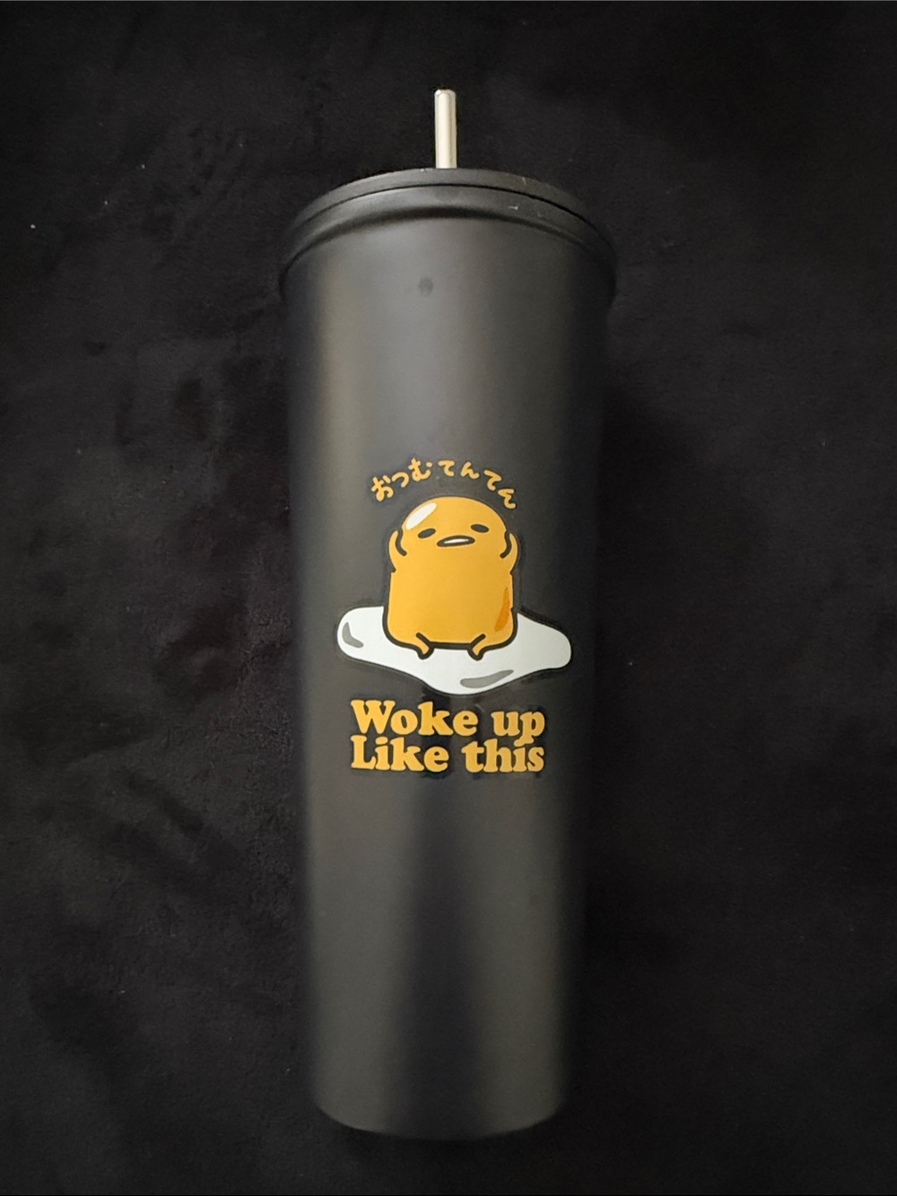 Sanrio Gudetama Matte Black & Yellow Travel Tumbler